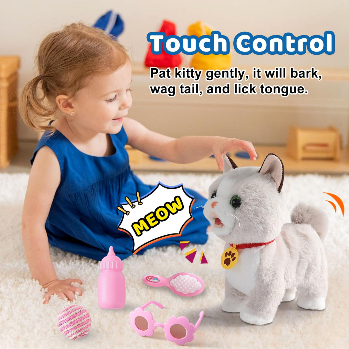 Ylpaprm Walking Cat Set – Interactive Talking Toy Kitten for Kids