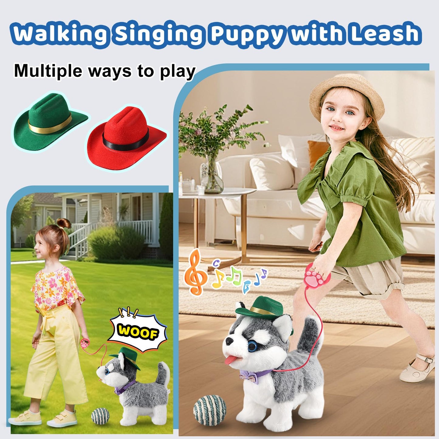 Ylpaprm Walking Husky Toy with Leash – Interactive Plush Puppy for Kids