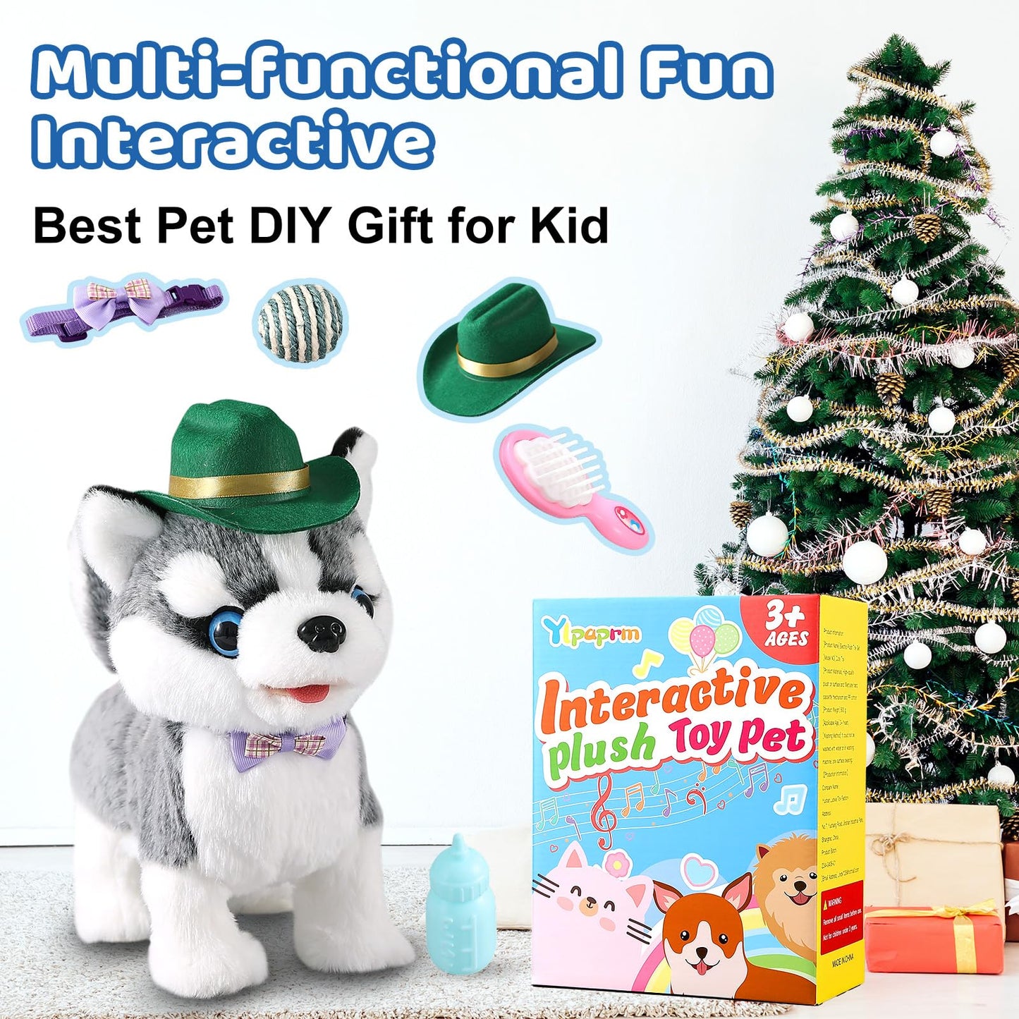 Ylpaprm Walking Husky Toy with Leash – Interactive Plush Puppy for Kids