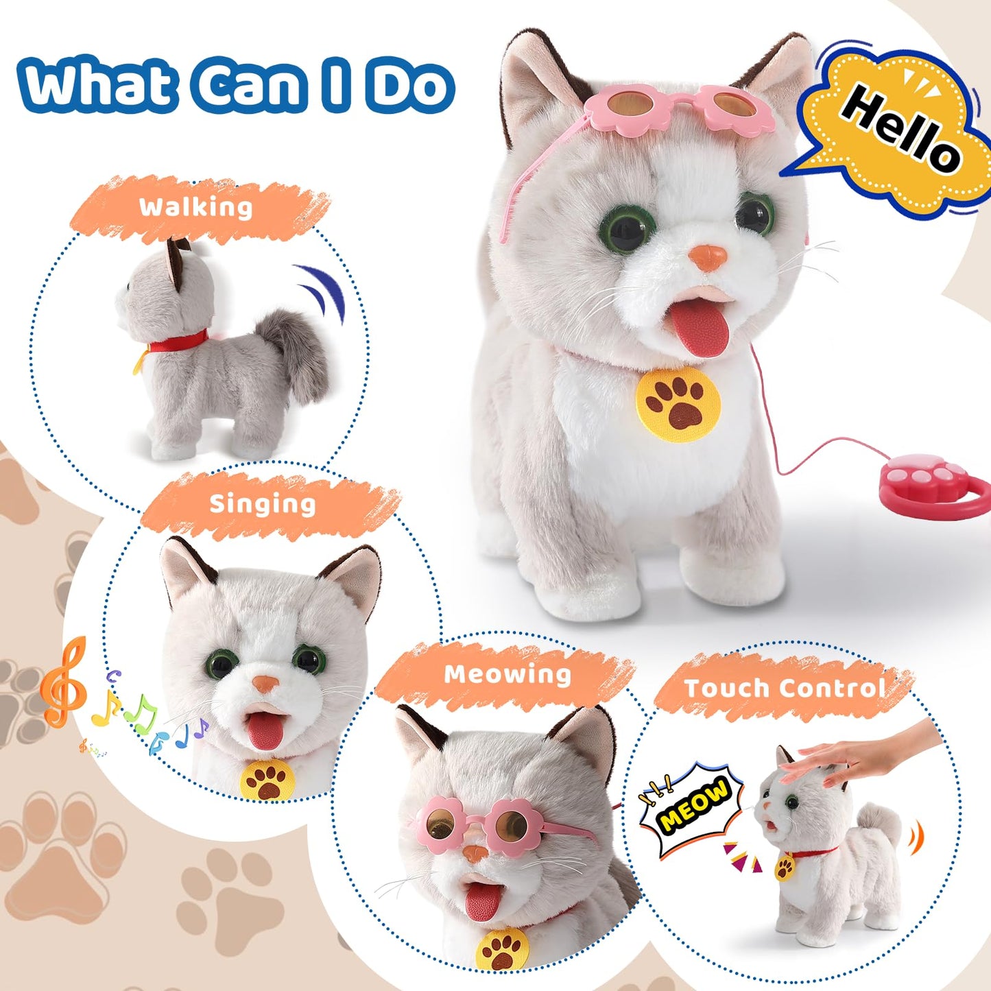 Ylpaprm Walking Cat Set – Interactive Talking Toy Kitten for Kids