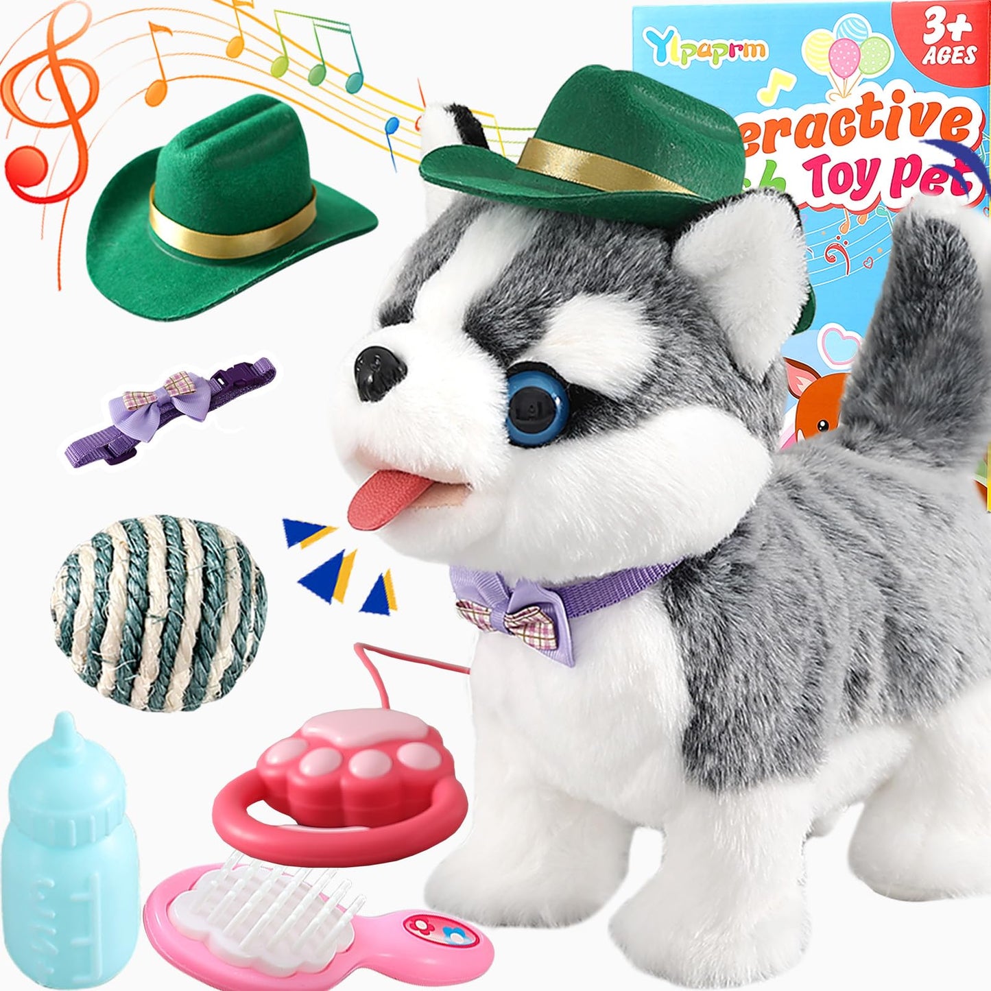 Ylpaprm Walking Husky Toy with Leash – Interactive Plush Puppy for Kids