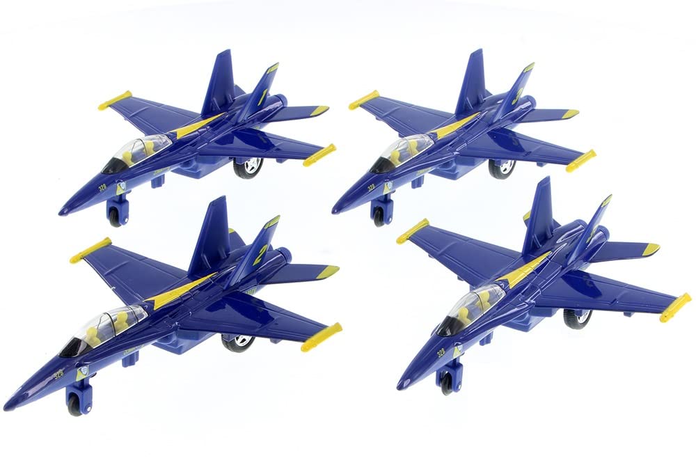 YMCtoys Playmaker Toys Blue Angels F/A-18 Die-Cast Jets Set – 6-Pack with Pullback Action (7-Inch Each)