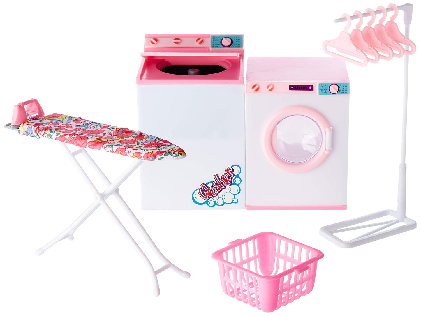 YMCtoys My Fancy Life Dollhouse Laundry Room Set - Pink & White Play Furniture