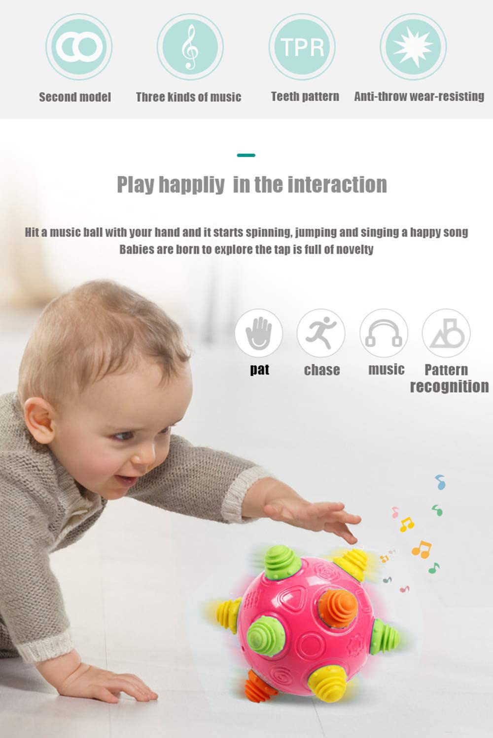 YMDLY Toys Toddlers Music Shake Ball – Navy Blue, Crawling & Sensory Learning Ball (18+ Months)