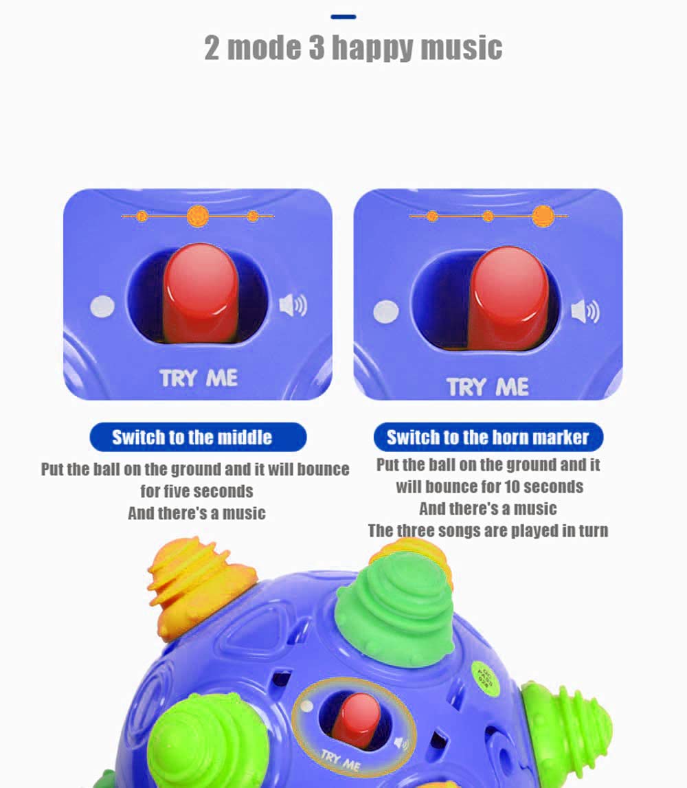 YMDLY Toys Toddlers Music Ball – Dancing Move & Crawl Ball (Navy Blue)