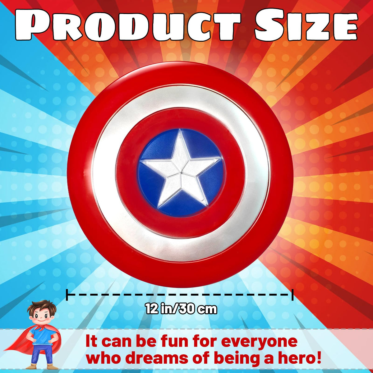 YMMAALE 12 Inch Captain Round Shield – Superhero Prop, Cosplay Shield, Party Decoration