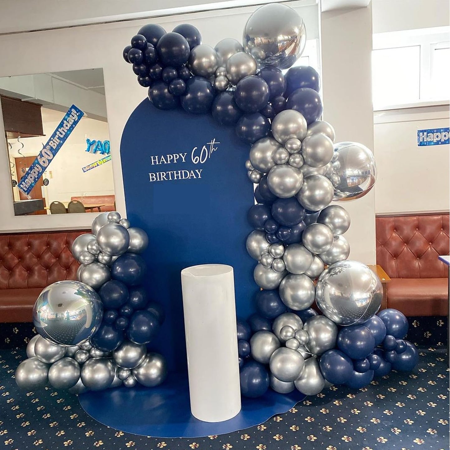 YMSZ Blue & Silver Balloons Kit – 67pcs, 12in Navy Blue & Silver Party Balloons