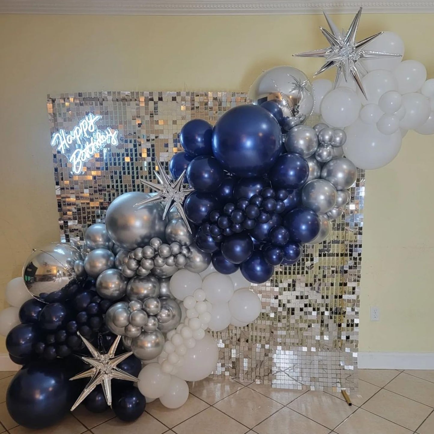 YMSZ Blue & Silver Balloon Arch Kit – 134pcs Balloon Garland for Party Decorations