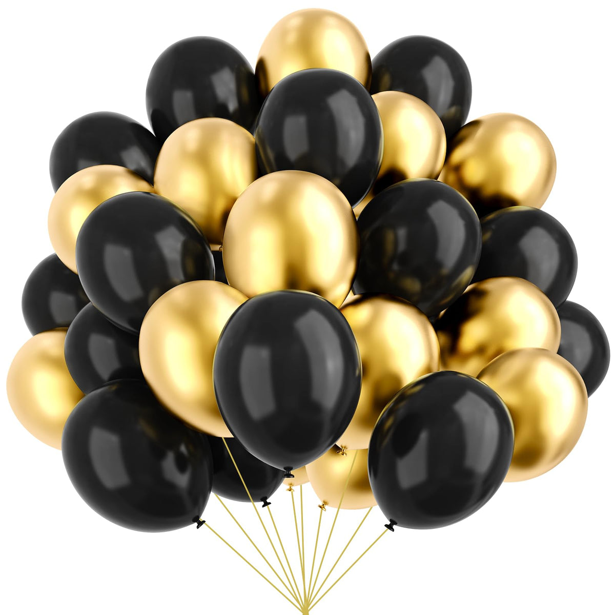 YMSZ Black & Gold Balloon Kit – 67pcs, 12in Metallic Balloons for Parties