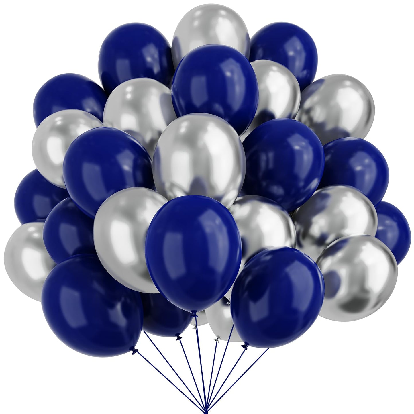 YMSZ Blue & Silver Balloons Kit – 67pcs, 12in Navy Blue & Silver Party Balloons