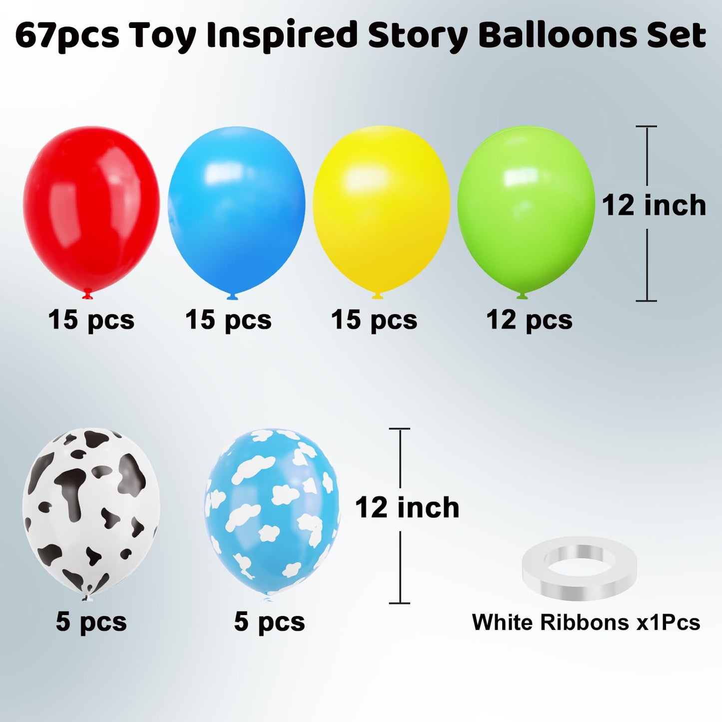Toy Inspired Story Balloons – 67pc Latex Balloon Kit for Kids Birthday Parties | YMSZ