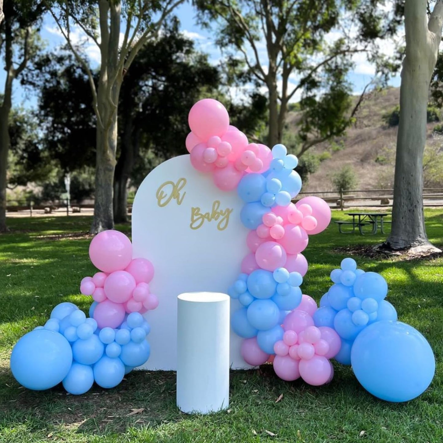 YMSZ Pink & Blue Balloon Arch Kit - 134pcs for Gender Reveal, Birthday & Baby Shower