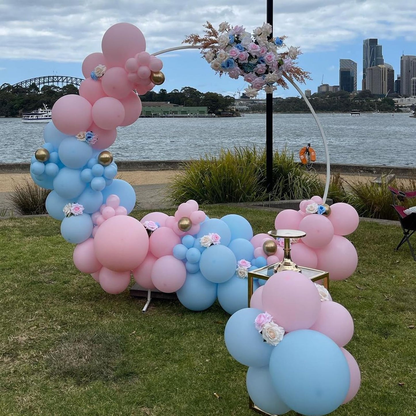 YMSZ Pink & Blue Balloon Arch Kit - 134pcs for Gender Reveal, Birthday & Baby Shower