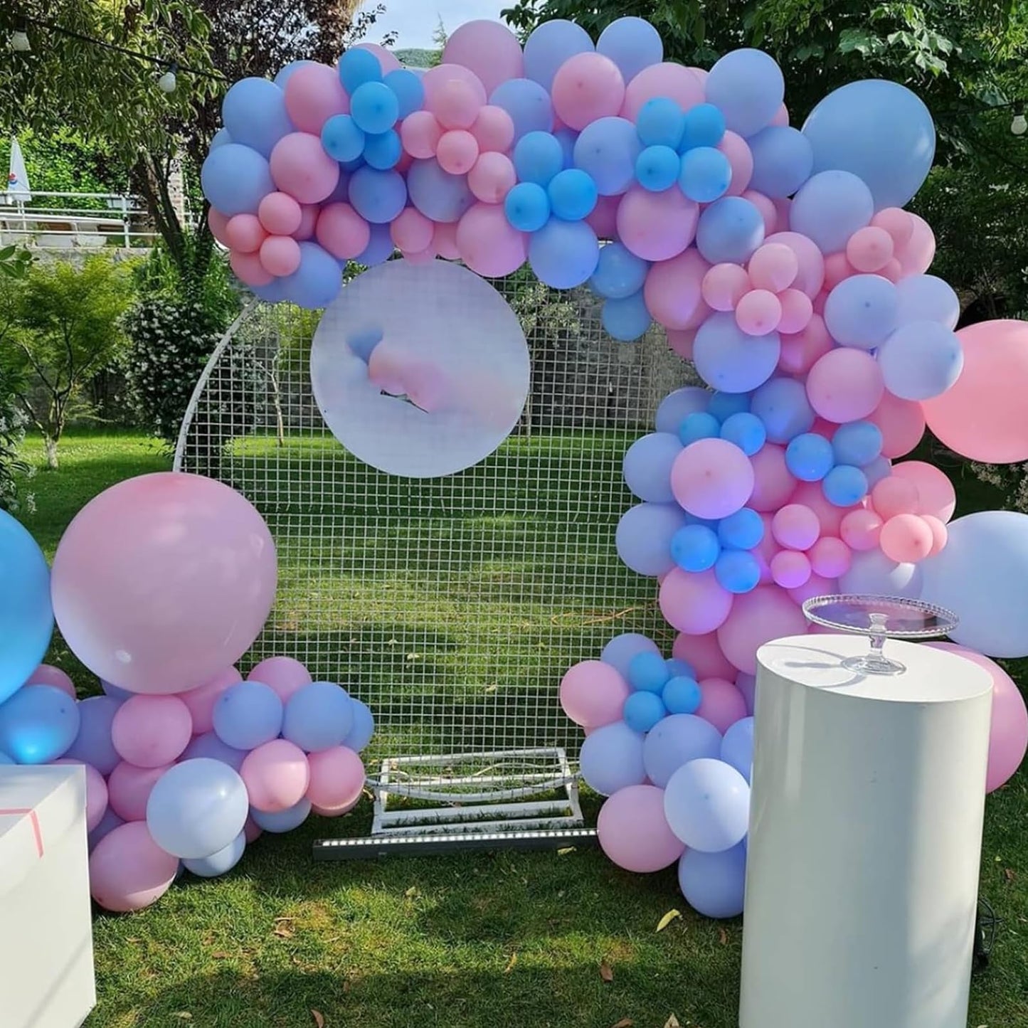YMSZ Pink & Blue Balloon Arch Kit - 134pcs for Gender Reveal, Birthday & Baby Shower
