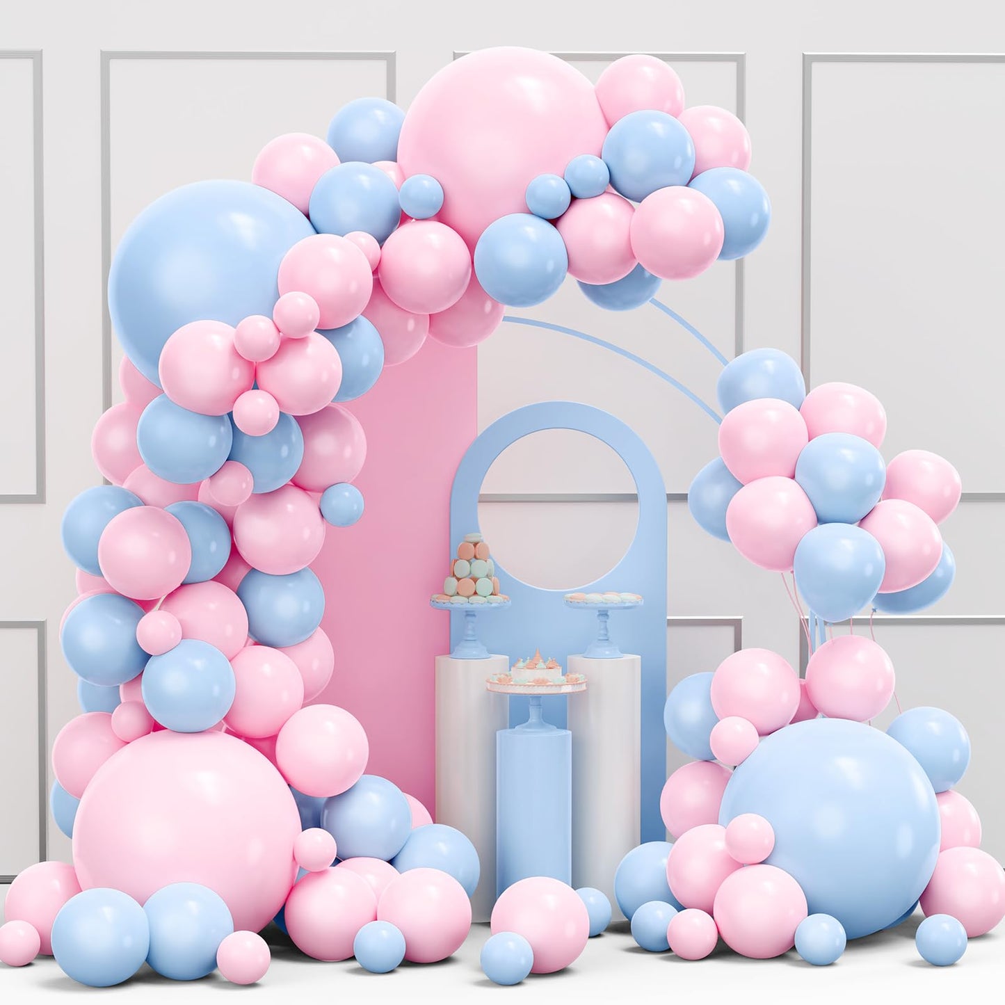 YMSZ Pink & Blue Balloon Arch Kit - 134pcs for Gender Reveal, Birthday & Baby Shower