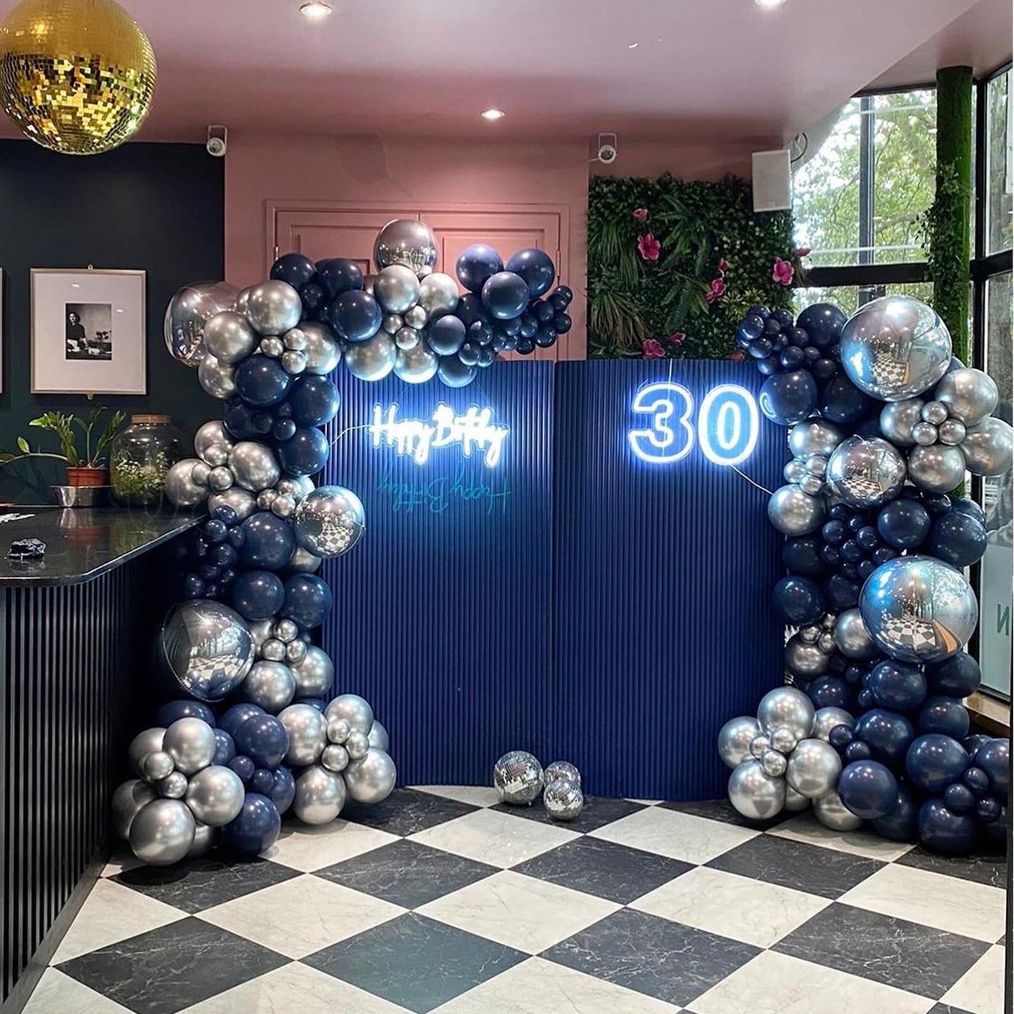 YMSZ Blue & Silver Balloon Arch Kit – 134pcs Balloon Garland for Party Decorations