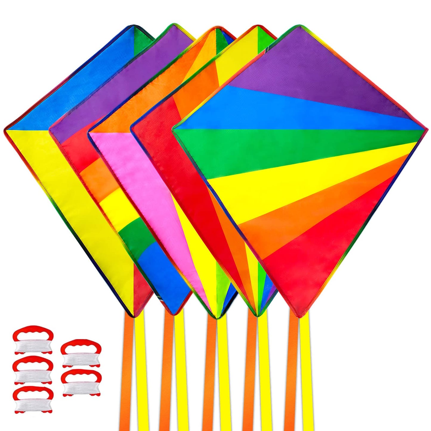 Ynanimery 5-Pack Rainbow Kites – Easy to Fly in Light Wind for Kids & Adults