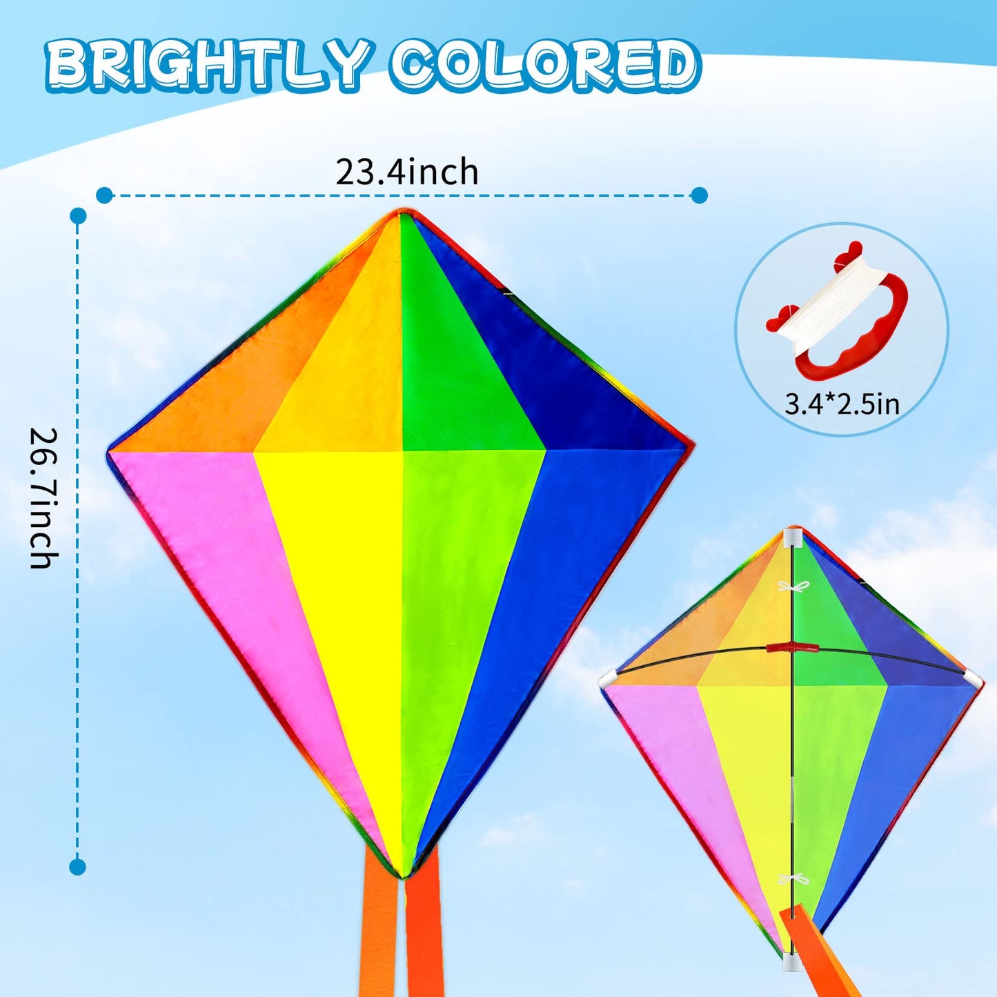 Ynanimery 5-Pack Rainbow Kites – Easy to Fly in Light Wind for Kids & Adults