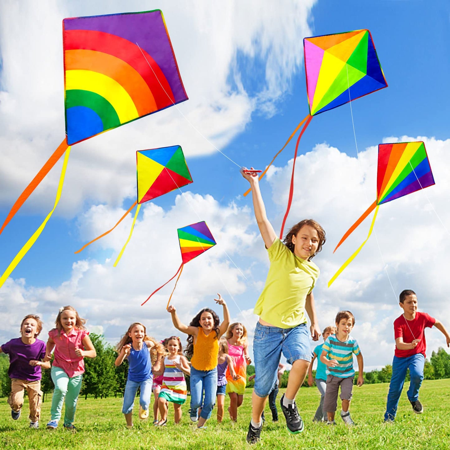Ynanimery 5-Pack Rainbow Kites – Easy to Fly in Light Wind for Kids & Adults