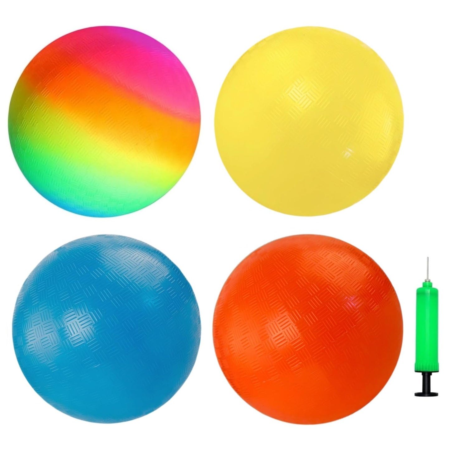YNHFIFI 4 Pack Playground Ball – 8.5-inch Rainbow Kickballs with Pump for Indoor & Outdoor Play
