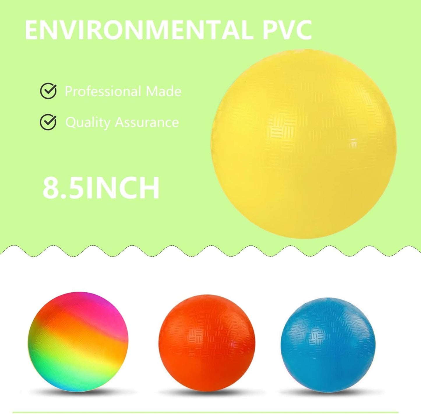 YNHFIFI 4 Pack Playground Ball – 8.5-inch Rainbow Kickballs with Pump for Indoor & Outdoor Play