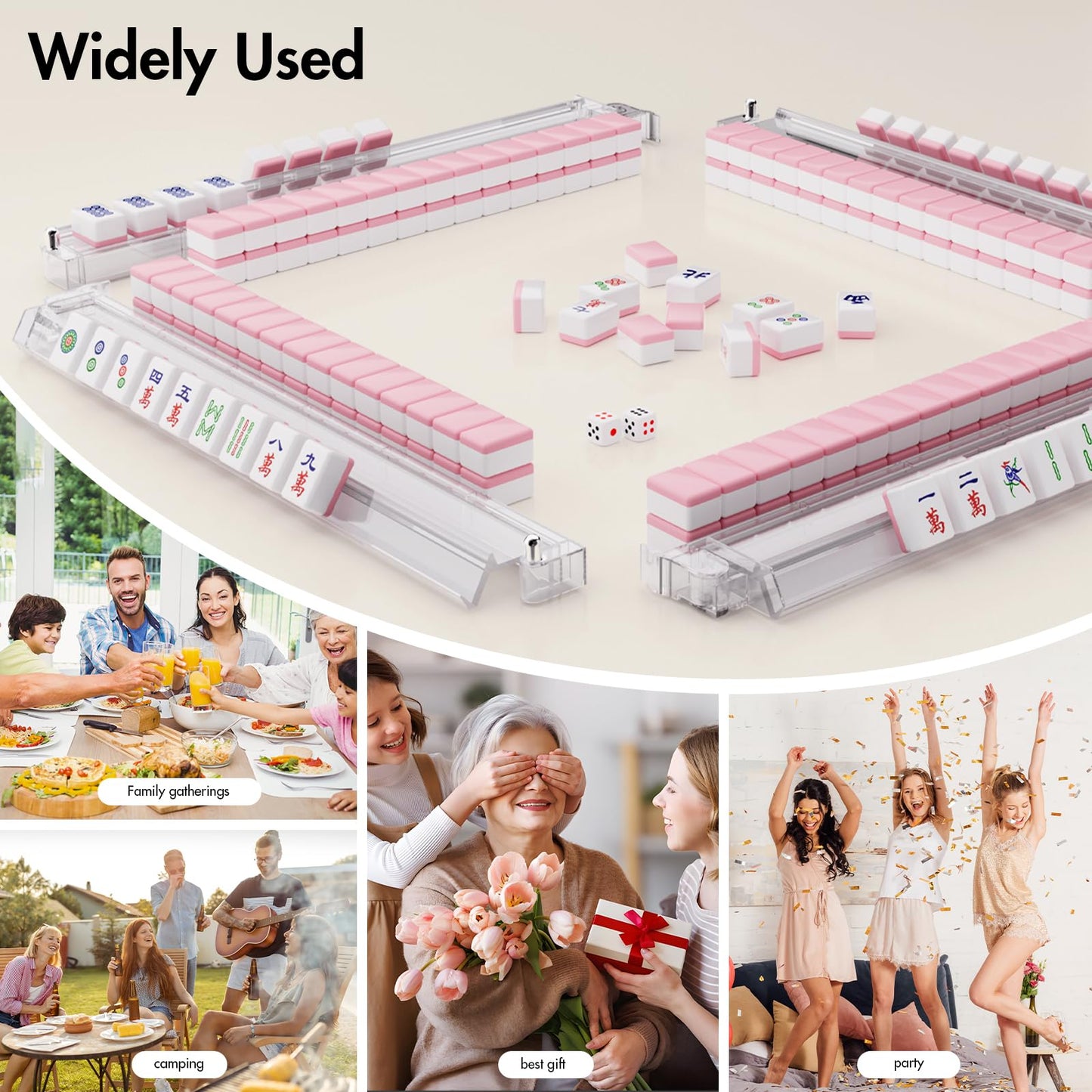 YOAEAILY Mahjong Racks with Pushers – 4-Pack, Clear Acrylic, Portable