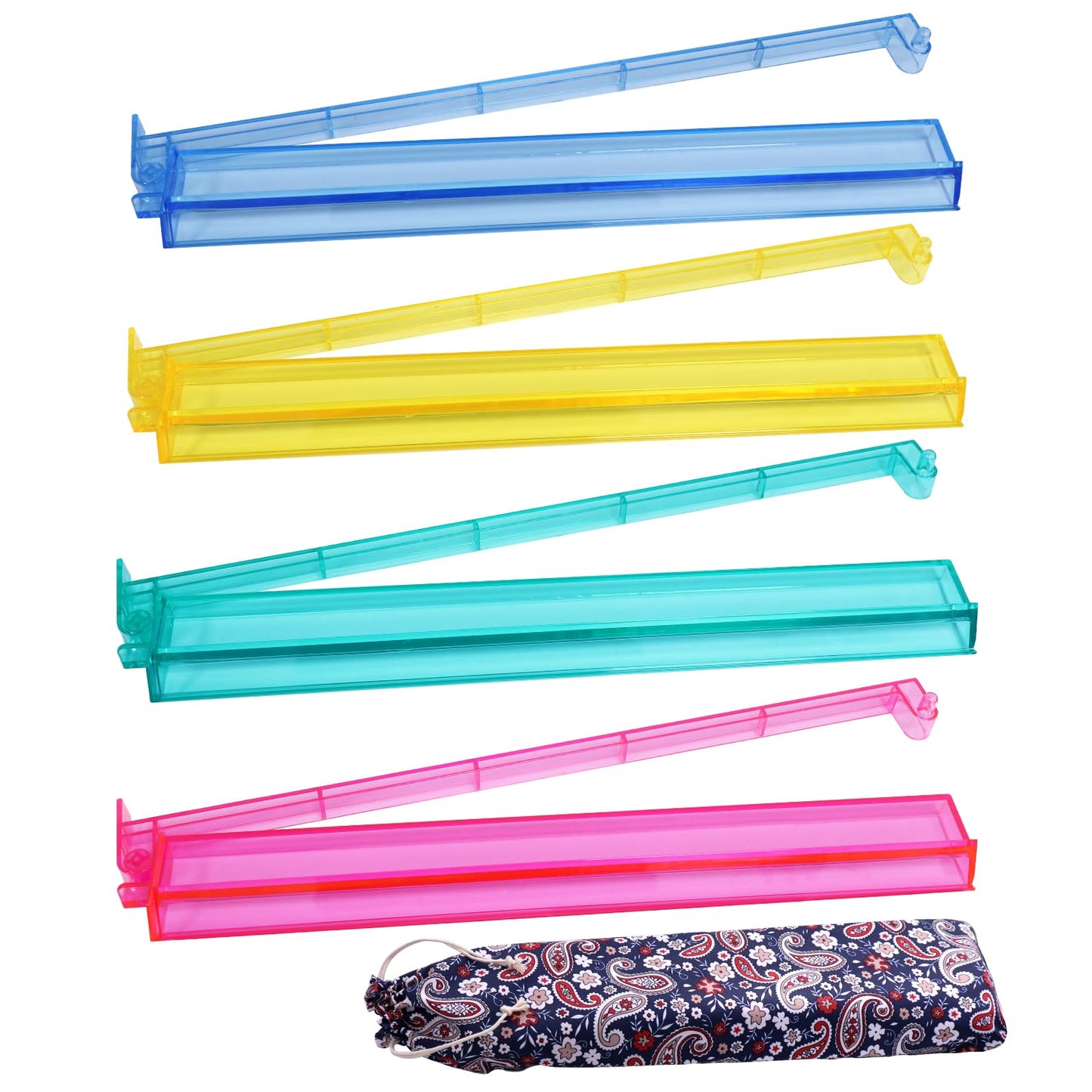 YOAEAILY 4-Color Mahjong Racks with Pushers – Clear Acrylic Tile Racks with Storage Bag