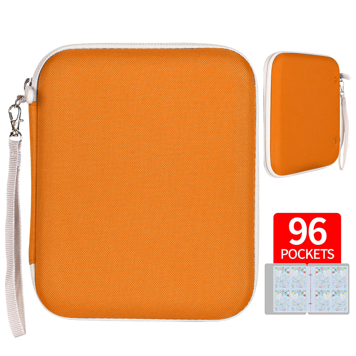 Yodamiack Card Holder for Yoto Cards - 96 Pockets, 12 Removable Sleeves, Zippered Portable Binder (Orange)