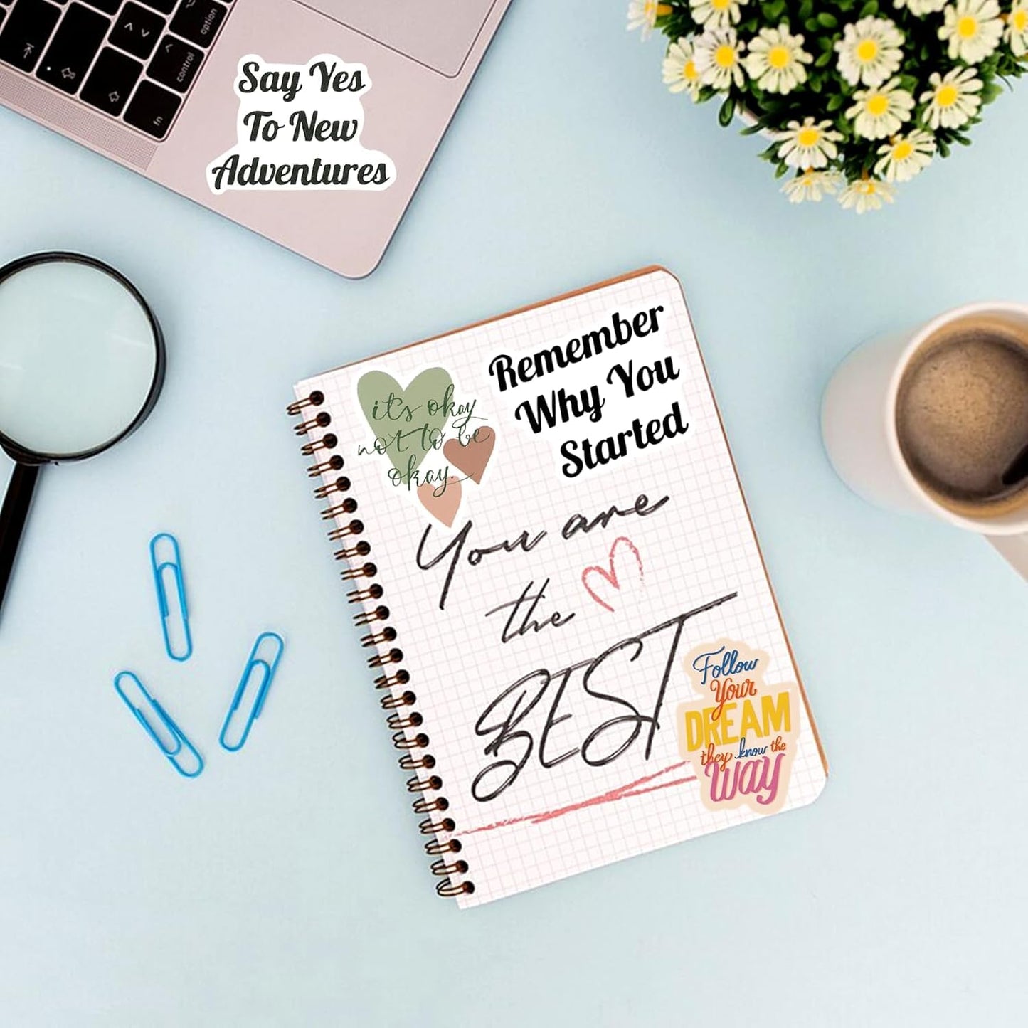 Yodeeni 120pcs Inspirational Stickers – Motivational Office, Journal & Laptop Decor