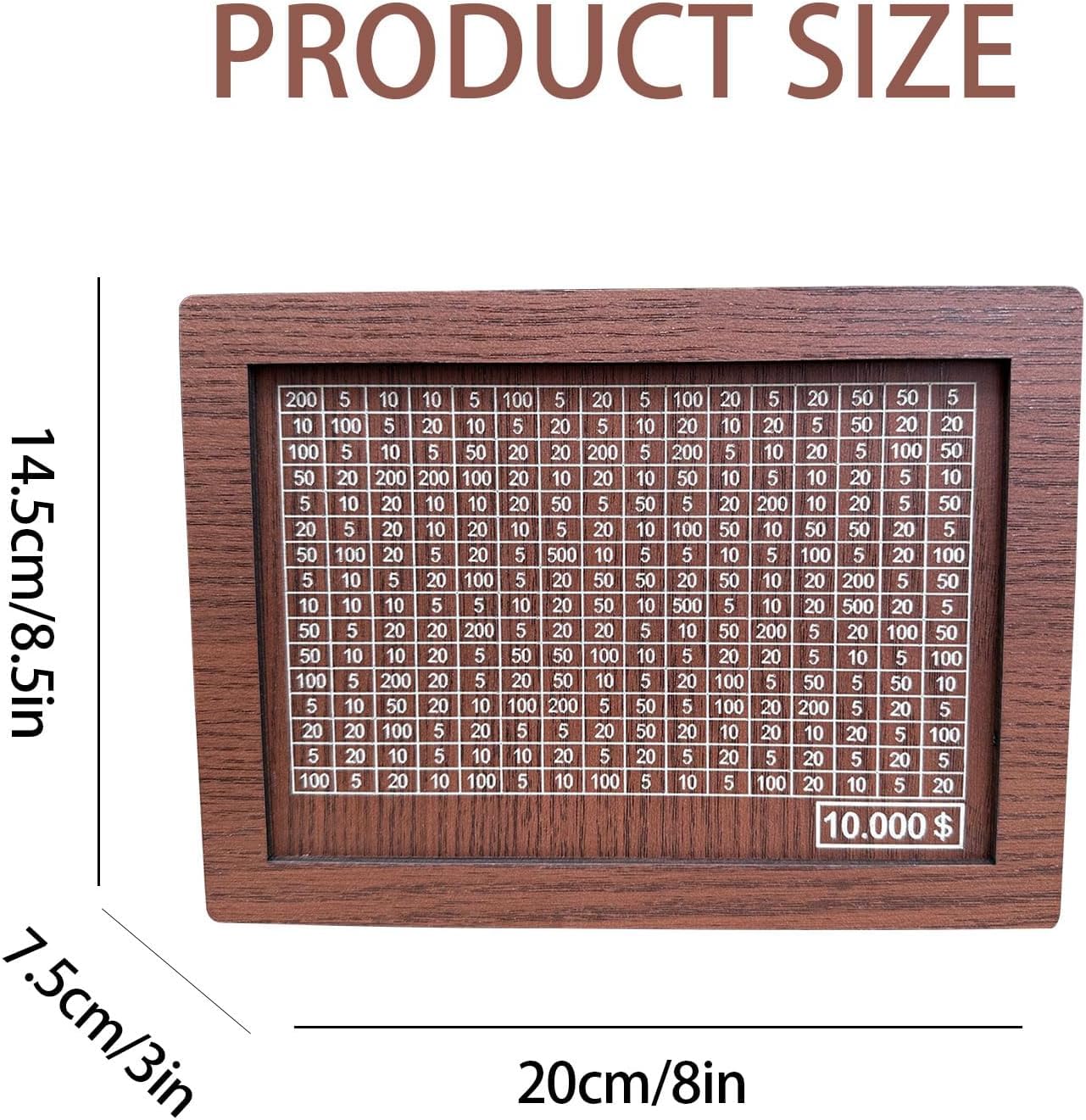 YOECO Money Saving Box – Wooden Savings Jar with Numbered Panels (Up to $2000)