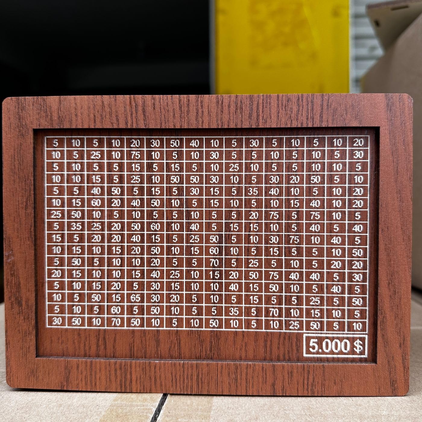 YOECO Money Saving Box – Wooden Savings Jar with Numbered Panels (Up to $2000)