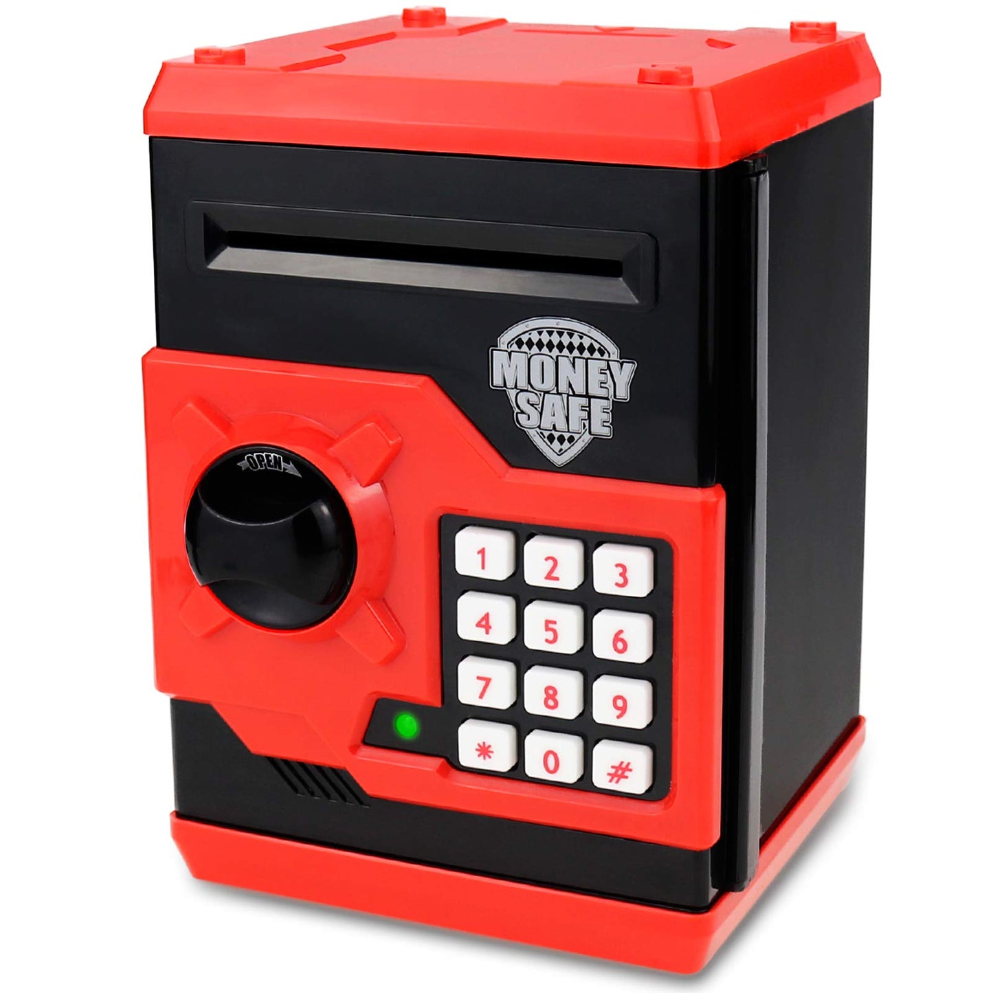 Yoego Kids Money Bank - Electronic Piggy Bank with Auto Scroll & Password (Black Red)