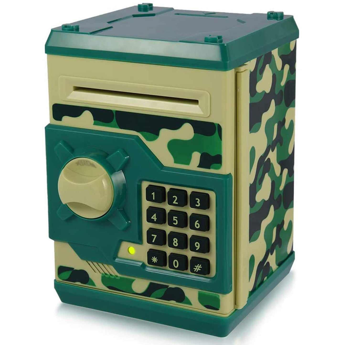 Yoego Kids Money Bank – Electronic Piggy Bank with Auto Scroll (Green Camouflage)