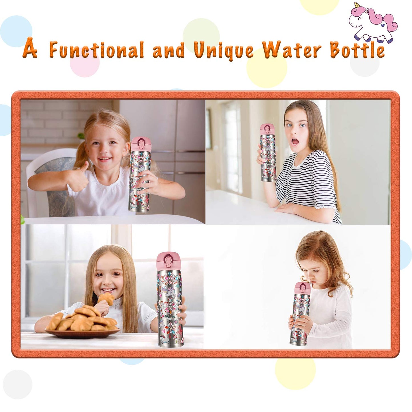 YOFUN Decorate Your Own Water Bottle with Unicorn Stickers & Glitter Gems — 11 Sheets