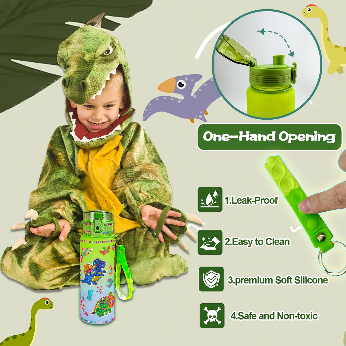 YOFUN Dinosaur Water Bottle Kit for Kids – DIY Decor & Hydration Toy (Ages 3–8)