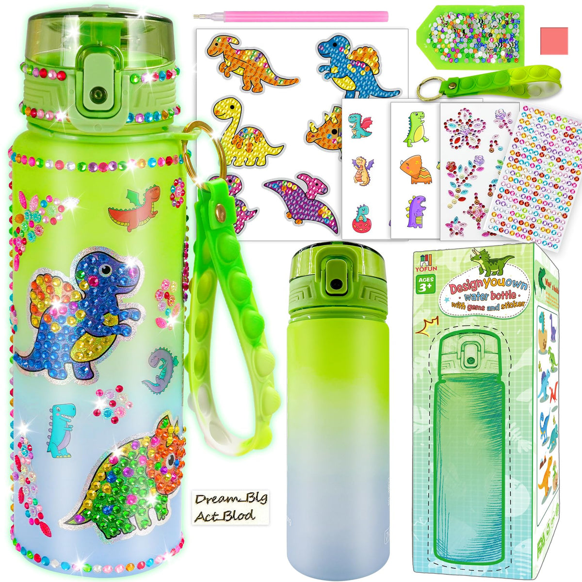 YOFUN Dinosaur Water Bottle Kit for Kids – DIY Decor & Hydration Toy (Ages 3–8)