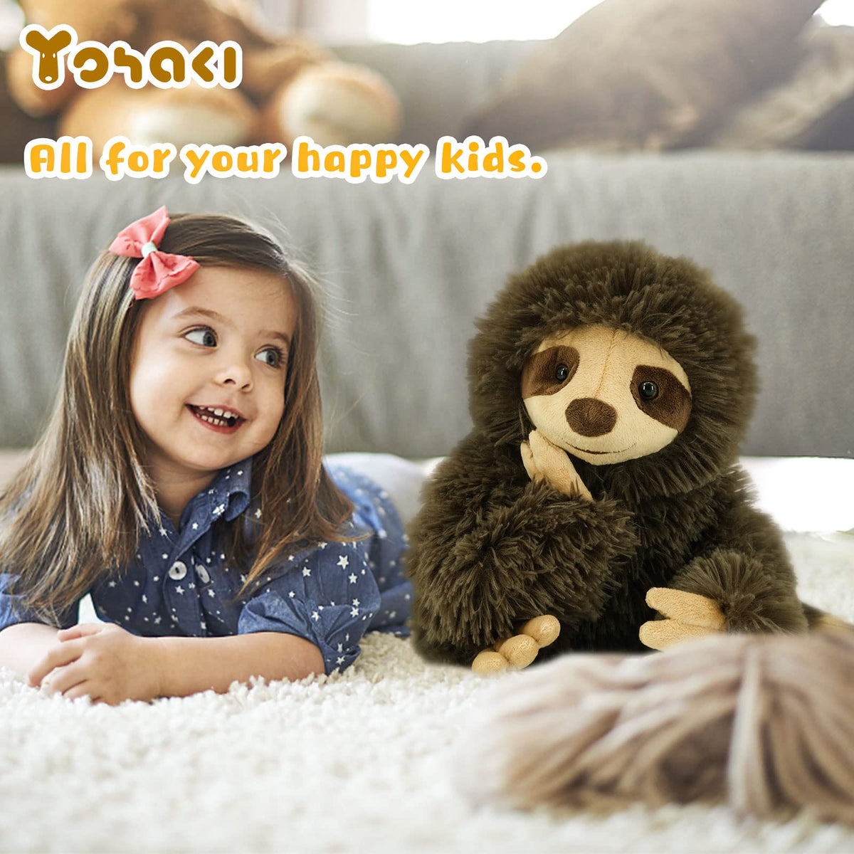 YOHAKI Sloth Plush with 3 Babies – 11.02-Inch Washable Stuffed Sloth, Cute Gift