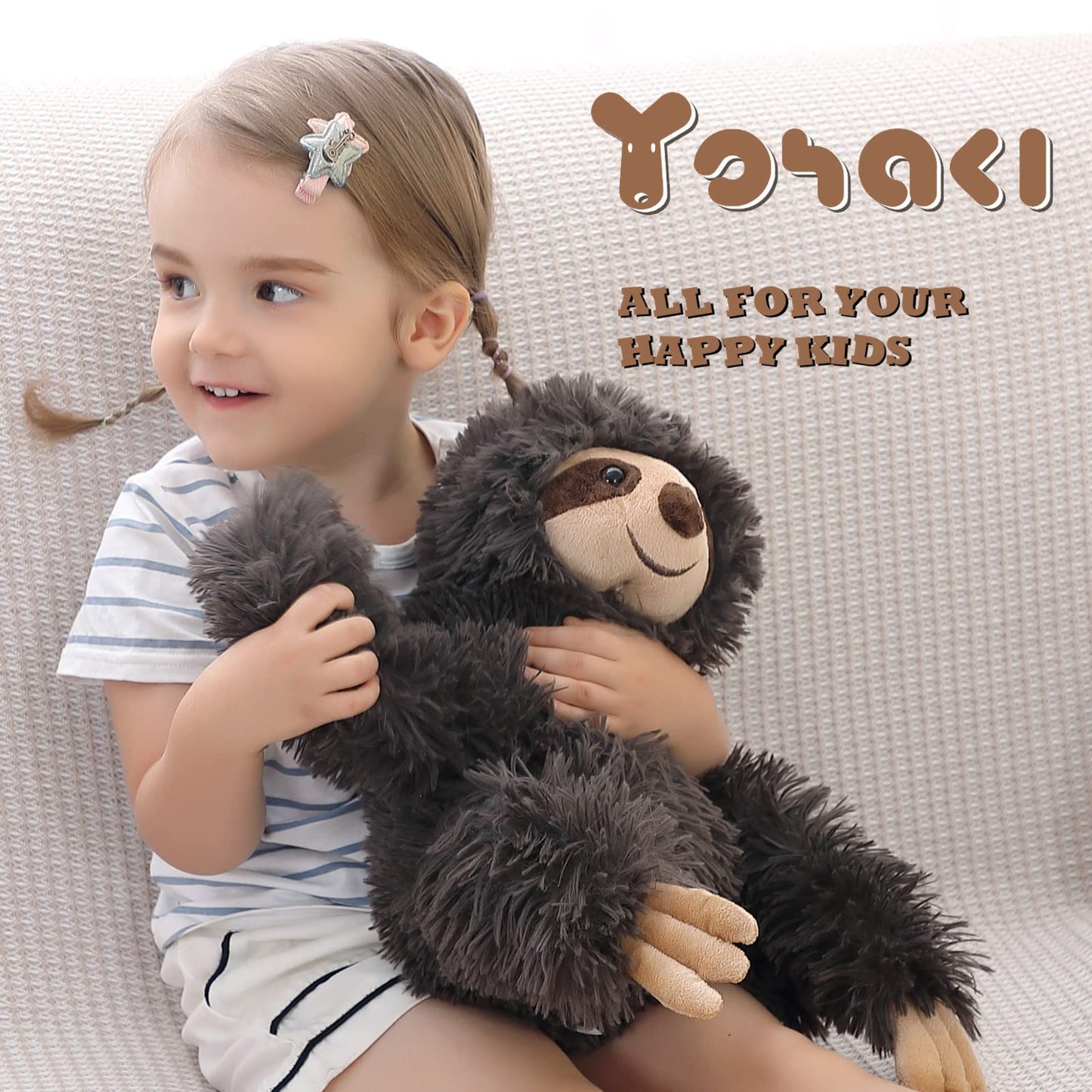 YOHAKI Sloth Plush with 3 Babies – 11.02-Inch Washable Stuffed Sloth, Cute Gift