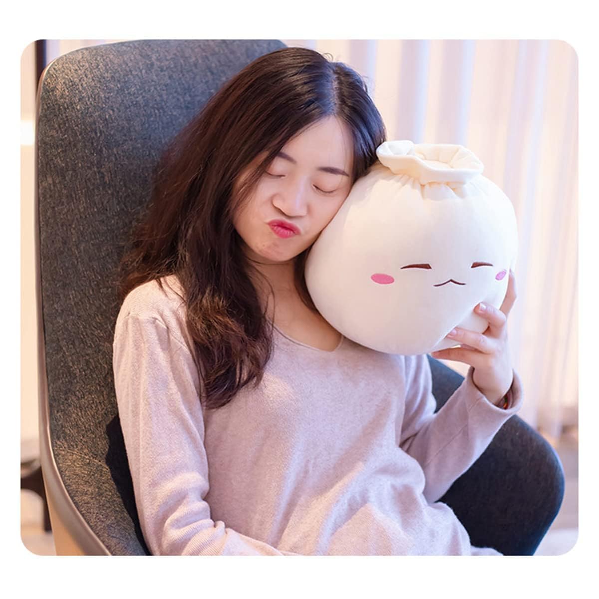 Yoholto Dumpling Plush Pillow – Cute Frown Plush Toy, Soft PP Cotton, 6.3x12.2 in & 12.2x9.8 in