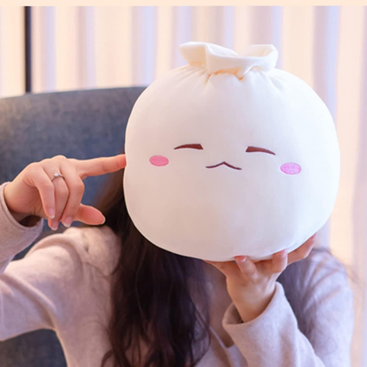 Yoholto Dumpling Plush Pillow – Cute Frown Plush Toy, Soft PP Cotton, 6.3x12.2 in & 12.2x9.8 in
