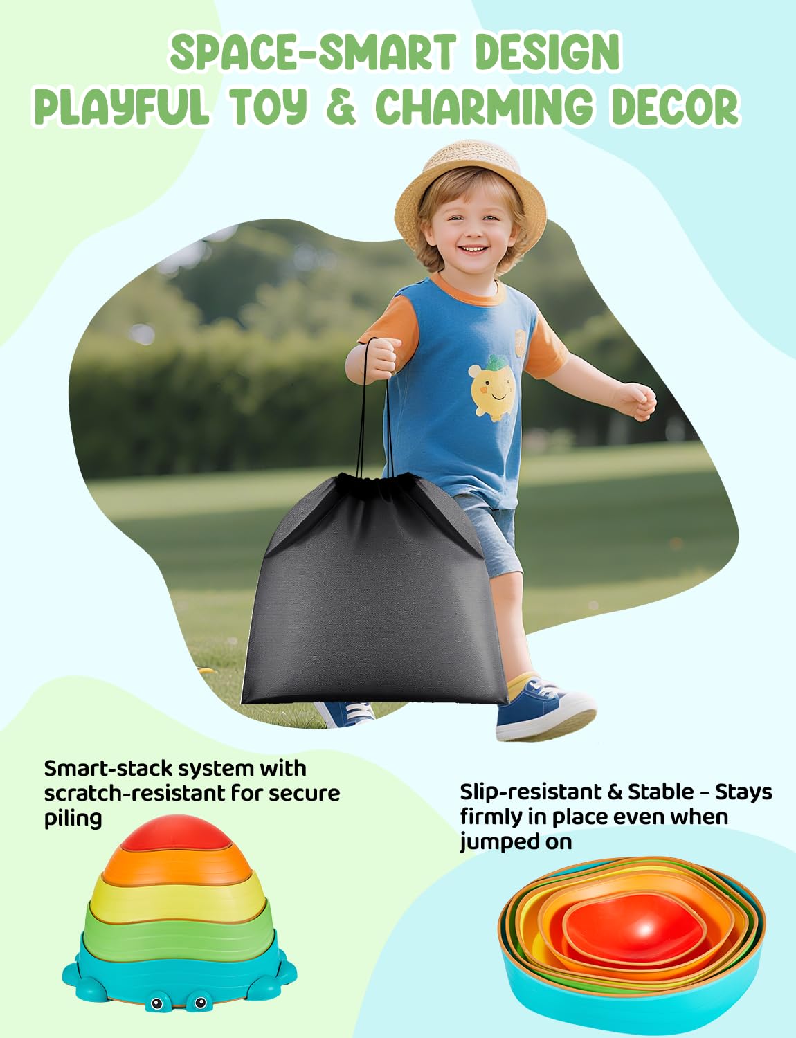 YOHOOLYO Stepping Stones for Kids — 5-Pack Non-Slip Balance Stones for Indoor & Outdoor Play