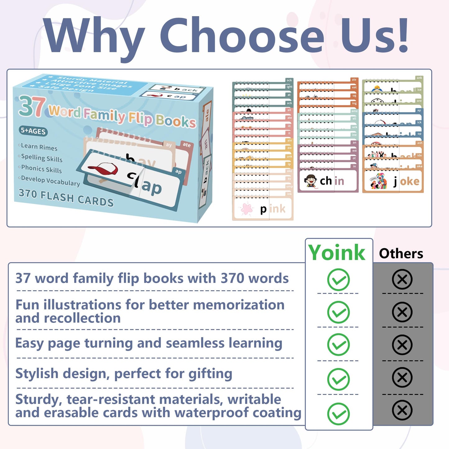 Yoink Word Family Build Book – 37 Read & Rhyme Flip Books for Kids | Phonics, Sight Words & Vocabulary
