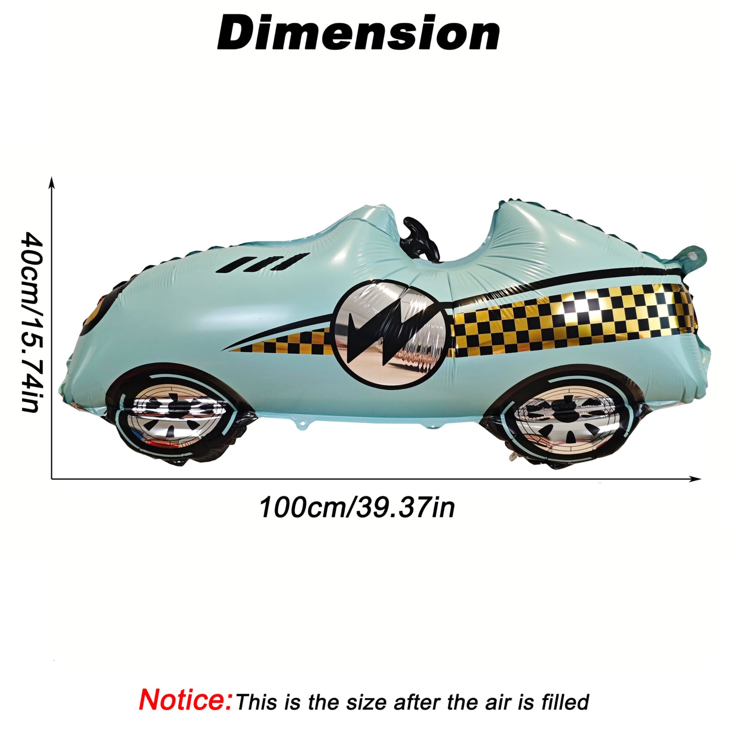 YOIOZAIZAI 3D Self-Standing Race Car Balloon – Blue Foil Party Balloon