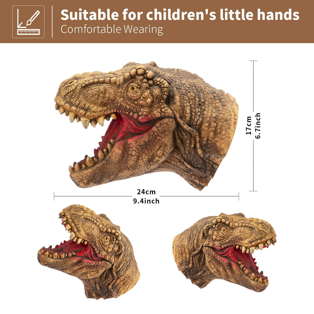 Yolococa Dinosaur Hand Puppets — Realistic Latex Puppets for Kids