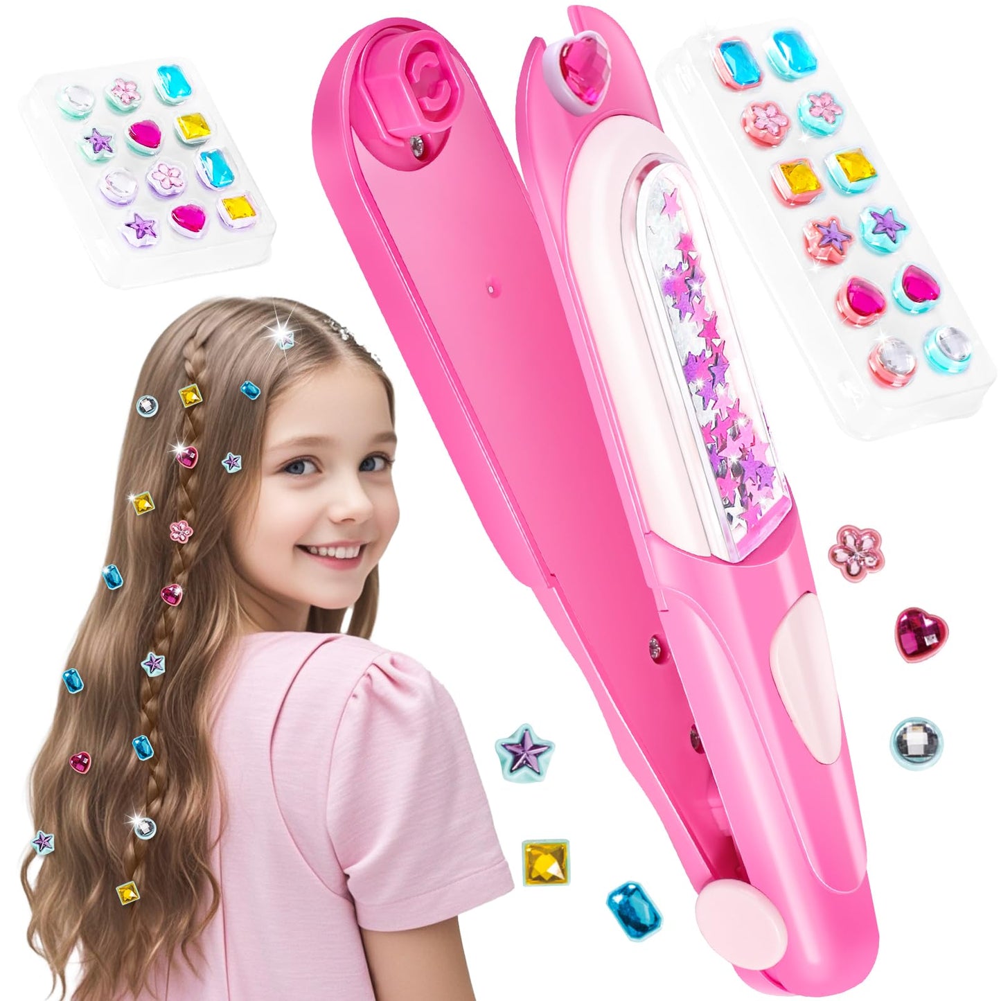 Yoloflix Hair Gem Stamper Kit | Reusable Diamonds for Girls, DIY Hair Art Gift (Ages 5-12)