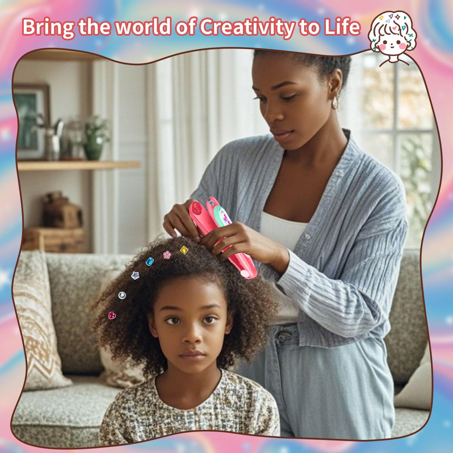 Yoloflix Hair Gem Stamper Kit — Reusable Bling Hair Jewels for Girls