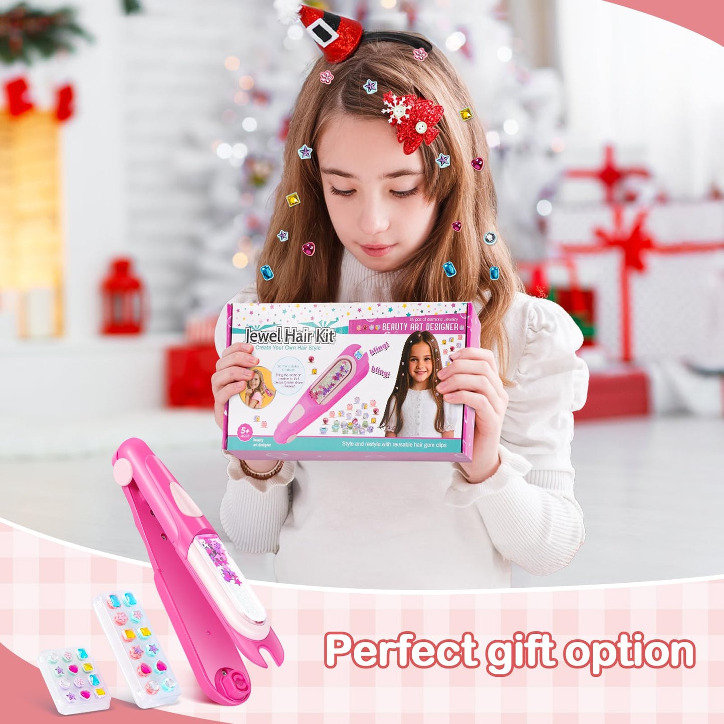 Yoloflix Hair Gem Stamper Kit | Reusable Diamonds for Girls, DIY Hair Art Gift (Ages 5-12)