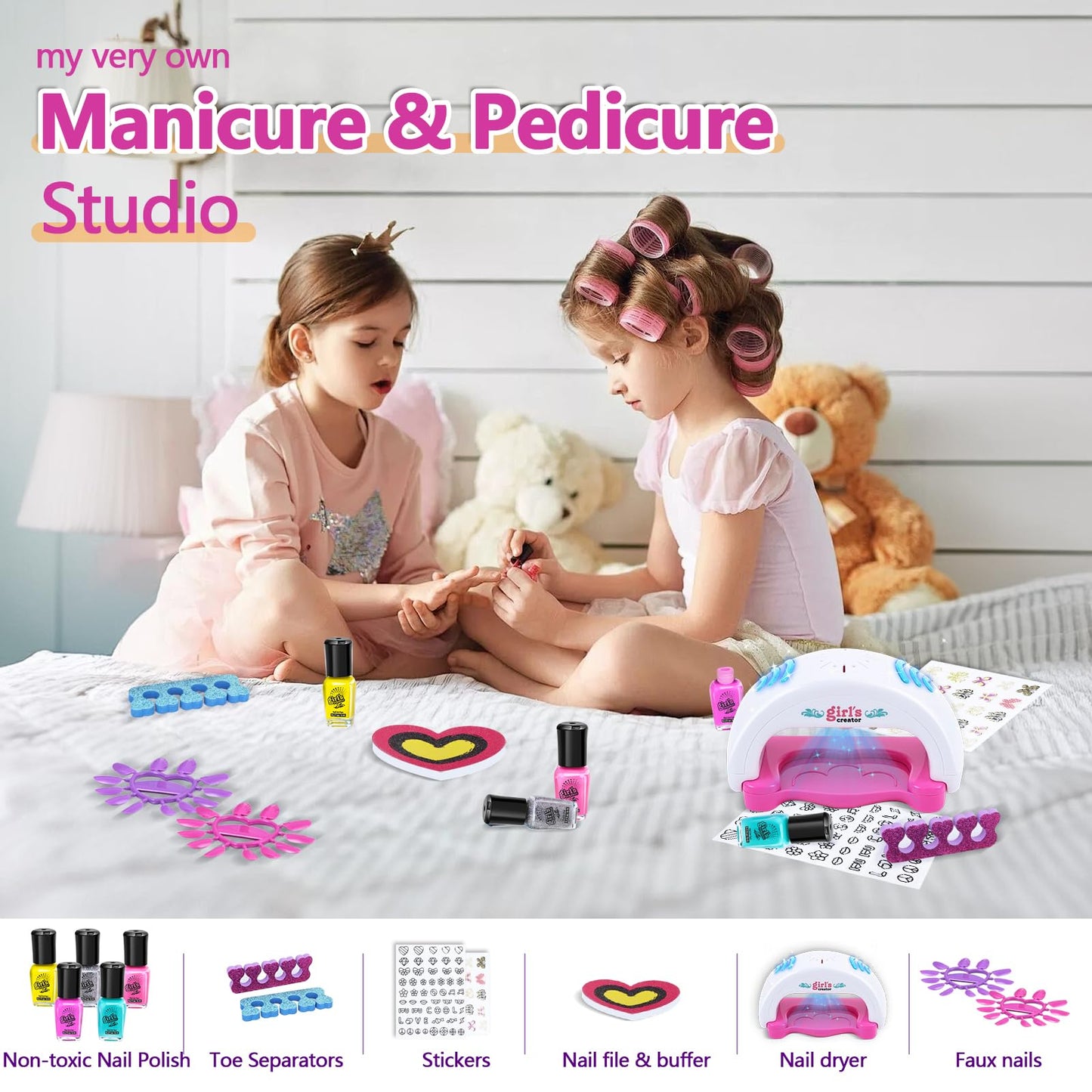 Yoloflix Kids Spa Kit for Girls — Nail Art Studio & Foot Spa Party Set for Ages 6–12