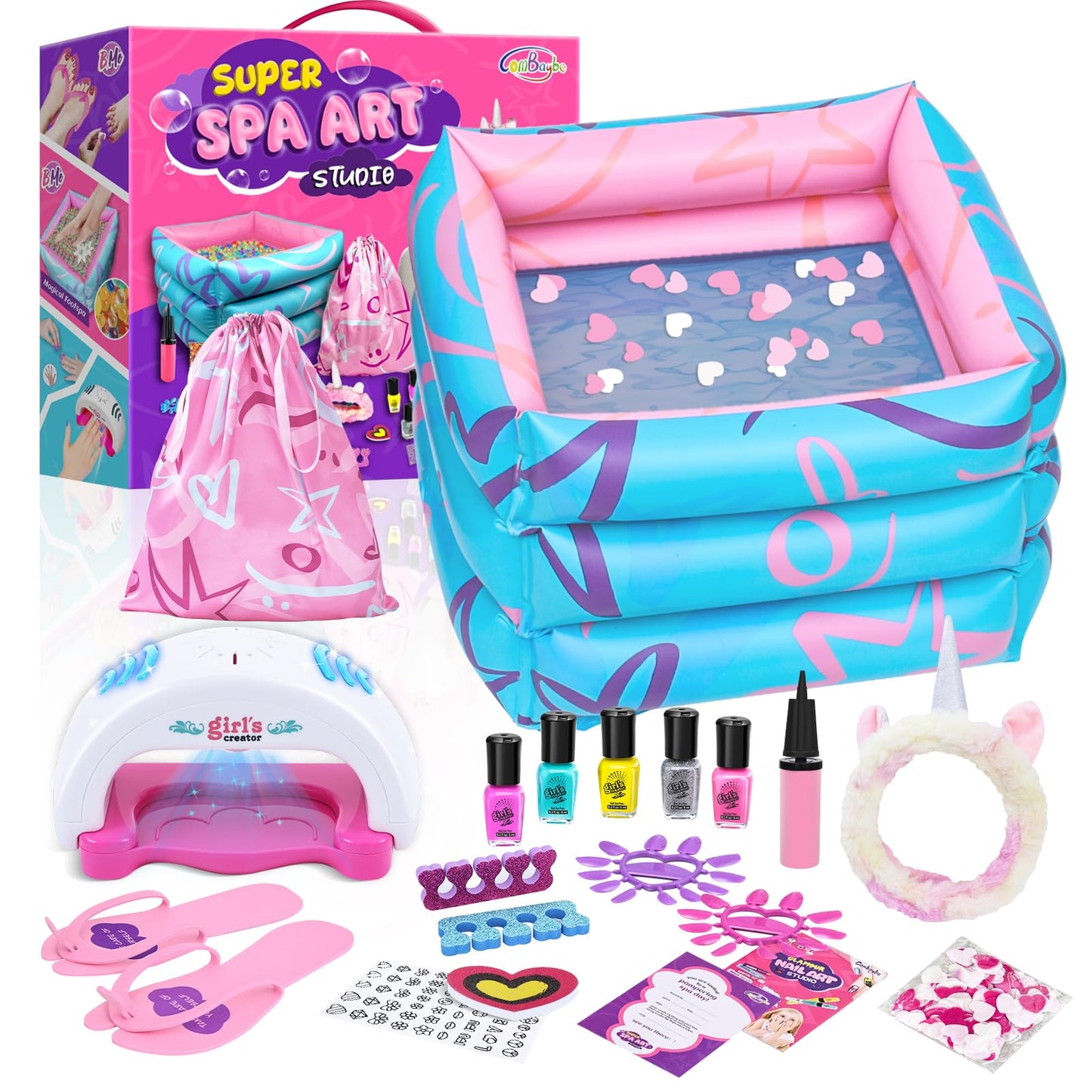 Yoloflix Kids Spa Kit for Girls — Nail Art Studio & Foot Spa Party Set for Ages 6–12