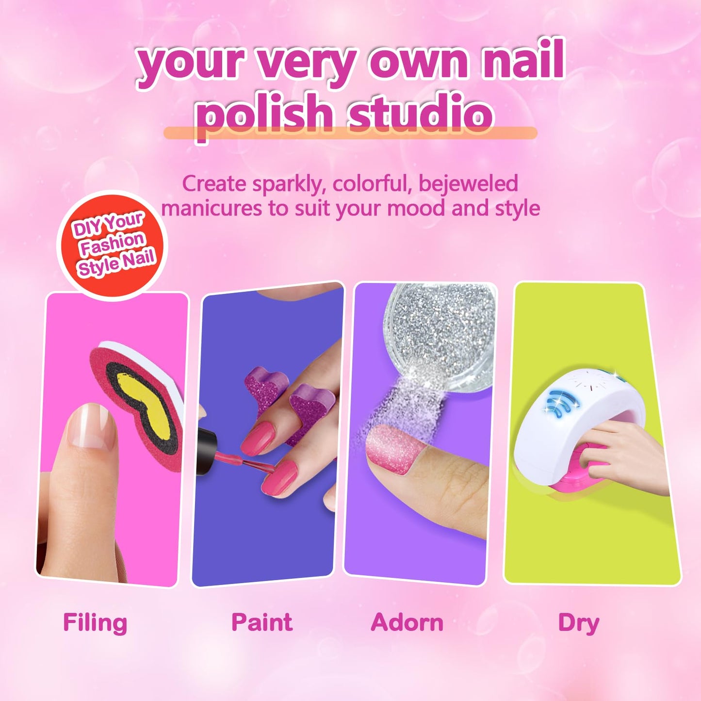 Yoloflix Kids Spa Kit for Girls — Nail Art Studio & Foot Spa Party Set for Ages 6–12